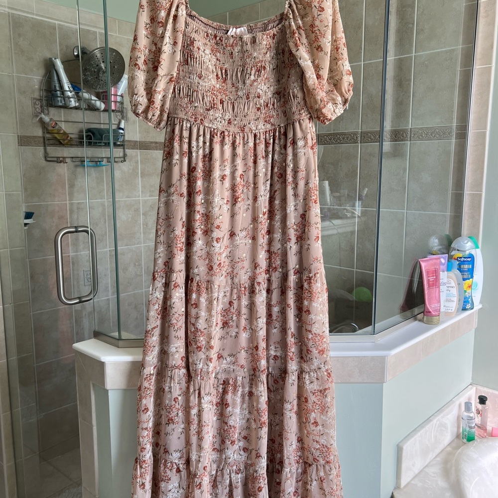 Francesca's Collections Floral Smocked Dress
